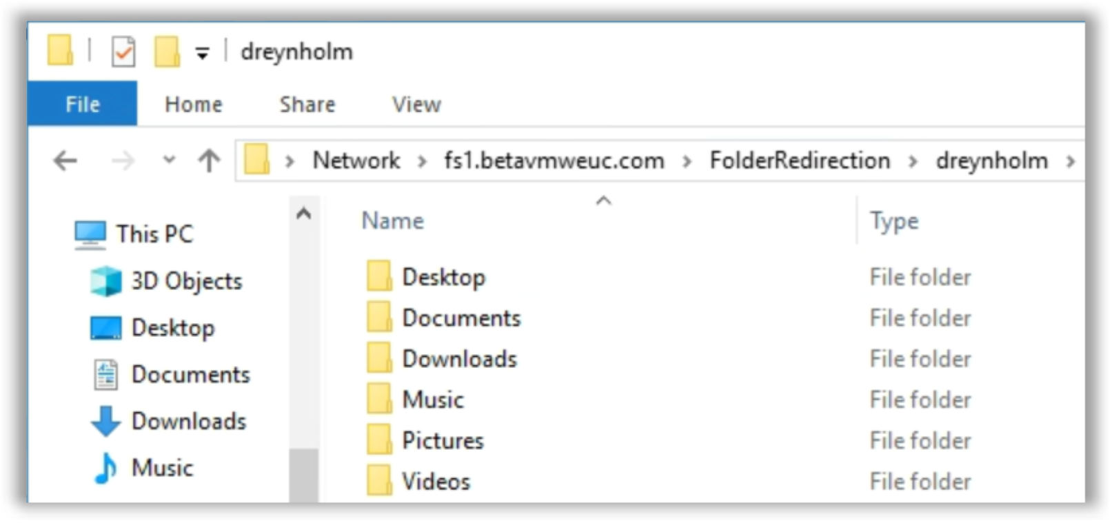 Sample Folder Redirection Share