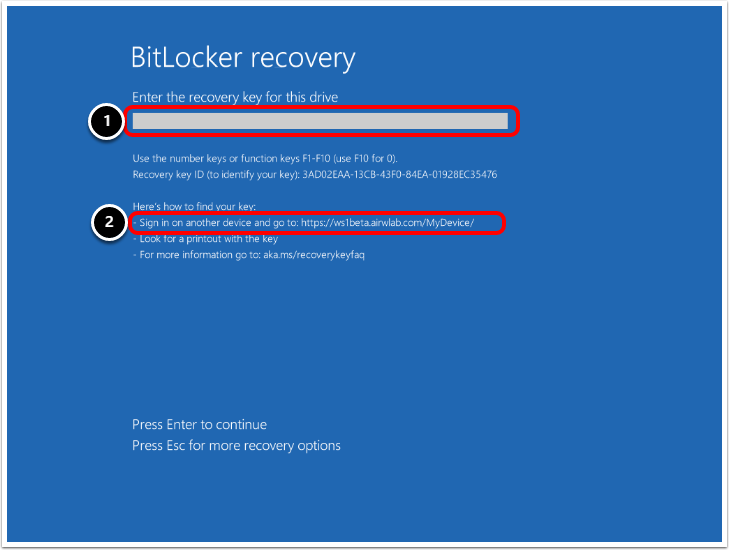  Entering the Recovery Key